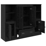 Highboard with Drawer 3 pcs Black Oak Engineered Wood 3402676