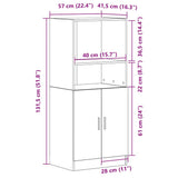 Kitchen Cabinet Black 57x41.5x131.5 cm Engineered Wood 860122