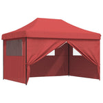 ZNTS Foldable Party Tent Pop-Up with 4 Sidewalls Burgundy 4005027