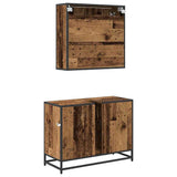 Bathroom Furniture Set with Door 2 pcs Old Wood Engineered Wood 3402527