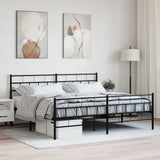 Metal Bed Frame without Mattress with Footboard Black 200x200cm 355684