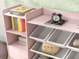 Kids Toy Organizers and Storage with 8 Removable Storage Bins and Bookshelf, Pink T3398P554274