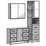 3 Piece Bathroom Furniture Set Grey Sonoma Engineered Wood 3301143