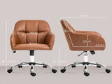 Faux Leather Tub Office Chair, with Wheels - Brown T3398P344687