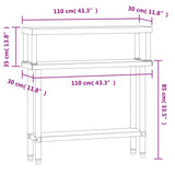 Kitchen Work Table with Overshelf 110x30x120 cm Stainless Steel 3208894