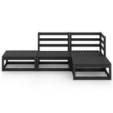 4 Piece Garden Lounge Set Black Solid Wood Pine 3075478