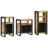 Bathroom Furniture Set with Shelf 3 pcs Brown Solid Mango Wood 3305626
