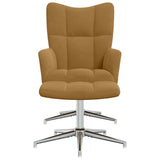 Relaxing Chair with a Stool Brown Velvet 328136