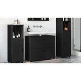 Bathroom Cabinet with Drawer with Door Black 76.5 x 35 x 64 cm 883295