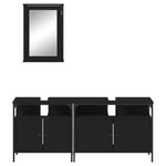 ZNTS 3 Piece Bathroom Furniture Set Black Engineered Wood 3214785