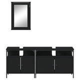ZNTS 3 Piece Bathroom Furniture Set Black Engineered Wood 3214785