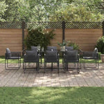 Garden Dining Set 9 pcs Black Steel 3335875