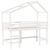 ZNTS Loft Bed with Ladder and Roof without Mattress White 90x190 cm Single 3282075