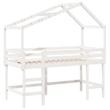 Loft Bed with Ladder and Roof without Mattress White 90x190 cm Single 3282075