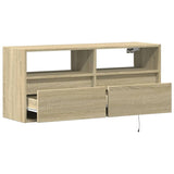 TV Wall Cabinet with LED Lights Sonoma Oak 100x31x45 cm 852336