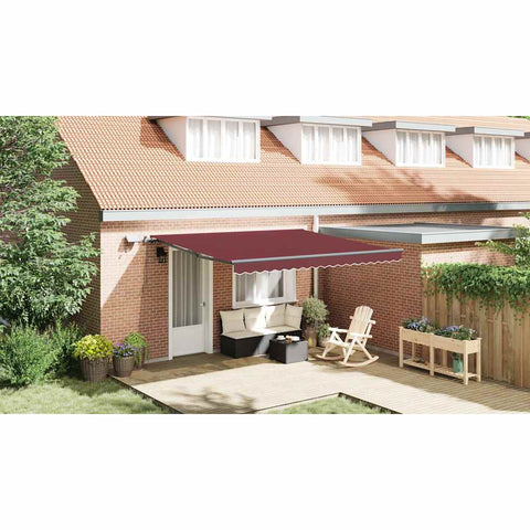 Manual Retractable Awning with LEDs Burgundy 400x300 cm 3310187