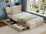 3ft Single Upholstered Bed with Rivet Design and Charging Station, Two Storage Drawers, Adjustable N652P412012B