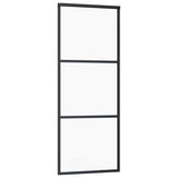 Sliding Door with Hardware Set Black 76x205 cm ESG Glass 3375921