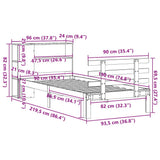 Bookcase Bed without Mattress 90x190 cm Single Solid Wood Pine 3322731