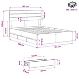 Bed Frame with Storage and Headboard Artisan Oak 160 x 200 cm 3445811