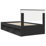 Bed Frame with Headboard Black 100 x 200 cm Solid Pine Wood 3410637
