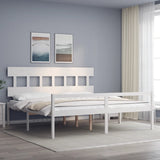 Senior Bed without Mattress White 200x200 cm Solid Wood 3195437