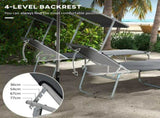 Sun Lounger Set of 2, Foldable, 4-Level Adjustable Backrest, Reclining Chair with Sun Shade, for T3398P325305