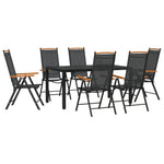 ZNTS 7 Piece Garden Dining Set Black Aluminium 3200601