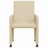 Dining Chairs with Wheels 2 pcs Cream 57 x 66 x 94 cm Fabric 42017814
