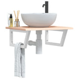 Basin Shelf Wall Mounted Steel and Solid Wood Oak 3302594