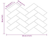 Herringbone Tile 50 pcs White Grey 30 x 30 cm 42046182