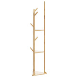Coat Stand with Hooks and Shelves 39x33x166 cm Bamboo 4008917