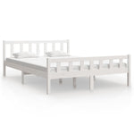 Bed Frame without Mattress White Solid Wood King Size 810685