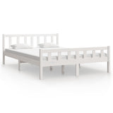 Bed Frame without Mattress White Solid Wood King Size 810685