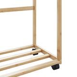 Clothes Rack with Shelves and Wheels 90x35x155 cm Bamboo 4008916