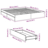 Bed Frame with Drawers without Mattress White 180x200 cm Super King 3280636