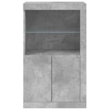 Side Cabinet with LED Lights Concrete Grey Engineered Wood 836626