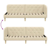 Corner Bed Frame with Headboard Cream 80 x 200 cm Fabric 42016559