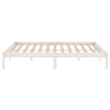 Bed Frame without Mattress White Solid Wood King Size 810023