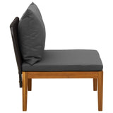 Garden Middle Sofa with Cushions Solid Acacia Wood & Rope 42022070