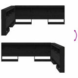 Storage Headboard with Shelf Black Oak 200 cm Engineered Wood 3335470