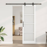 Sliding Door White 78 x 232 cm Solid Pine Wood and Glass 3332304