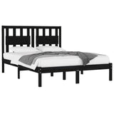 3103917 Bed Frame without Mattress Black Solid Wood 140x190 cm