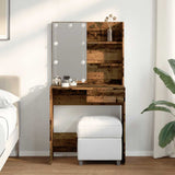 Dressing Table with LED Old Wood 74.5x40x141 cm 857021