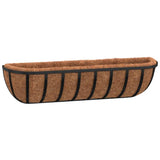 Wall Troughs 2 pcs with Coco Liners Black 76x21x16 cm Steel 319355