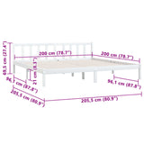 ZNTS 810103 Bed Frame without Mattress White Solid Wood 200x200 cm