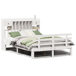 ZNTS Bookcase Bed without Mattress White 150x200 cm King Solid Wood Pine 3322799