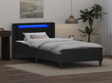 Bed Frame with LED Strip Lights Black 90 x 190 cm Faux Leather 3415280