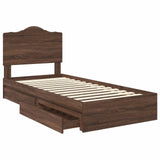 Storage Bed with Drawer Brown Oak 90 x 200 cm Engineered Wood 3413547