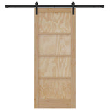 Sliding Door Natural and Black 83 x 202 cm Solid Pine Wood 3333196